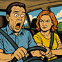 man reaction in a car meme template