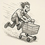 riding shopping cart meme template