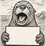 Create your own sea lion holding blank sign meme template online