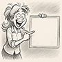 Woman holding blank sign meme